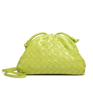 Knitted Women’s Shoulder Crossbody Weave Clutch Bag with Cotton Lining Small Size Designer Leather Handbags