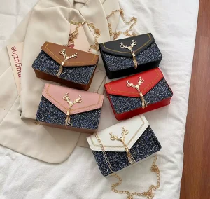 Korean Fashion Tassel Women’s Small Square Bags Factory Chain Women’s Single Shoulder Bags