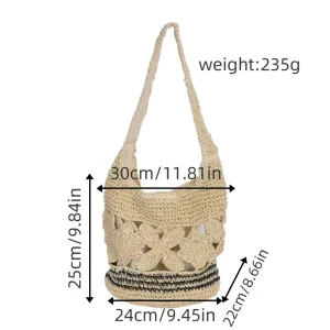 Korean Foreign Trade Large capacity One shoulder Straw Bag Simple Straw Bag Holiday Beach Bag Leisure Handbag