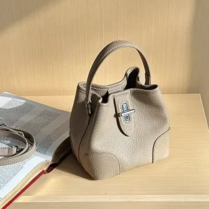 Korean Niche Genuine Leather Bucket Bag Niche Versatile Large Capacity Handbag Shoulder Underarm Crossbody Purse