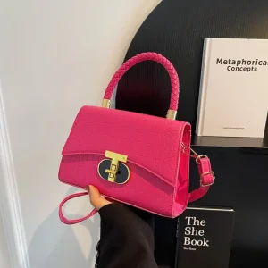 Korean Small Square Women’s Handbag Bag New Stone Single Shoulder Crossbody Bag Fashion Lock Designer Handbags