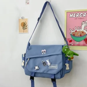 Korean Version Ins Shoulder Bag Japanese Retro Workwear Student Nylon Mailman Crossbody Bag Ladies Womens Messenger Bags