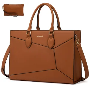 LOVEVOOK Women’s 15.6 17 Inch Waterproof Lightweight Leather Laptop Tote Bag Professional Business Office Work Bags Clutch Purse