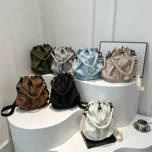Ladies Bucket Bag Women Drawstring Cross Body Handbags Women’s Bucket Bags With Detachable Straps
