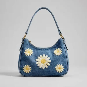 Ladies Casual Ins Fashion Nylon One Shoulder Daisy Print Armpit Bag Custom Women’s Shoulder Handbag