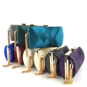 Ladies’ Clutch Dinner Bags With Satin Tassel Fashion Evening Bag
