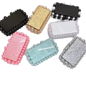 Ladies Crossbody Wedding Evening Bags Geometric Pattern Acrylic Shoulder Purse PVC Fashion Classic Style