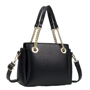 Ladies Fashion Shoulder Bag PU Leather Tote Purse with Zipper Closure Polyester Lining Single Strap and Crossbody Strap