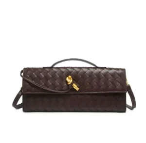 Ladies Hand Clutch Bags Fashionable Woven Shoulder Evening Party Large Capacity Crossbody Strap PU Leather