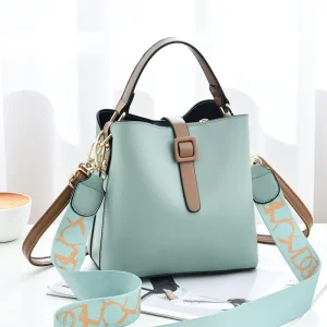 Ladies Handbag Large Capacity Handbag New Wide Shoulder Strap Bucket Bag Waterproof Crossbody Shoulder Bag Handbags Supplier