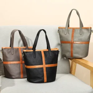Ladies Leather Shoulder Bucket Bag Women’s Handbag Leather Crossbody Bags Genuine Leather Handbag