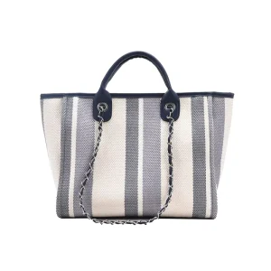 Ladies Lightweight Durable Eco friendly Foldable Tote Briefcase Handbag Large Capacity Canvas Bucket Bag Letter Chain