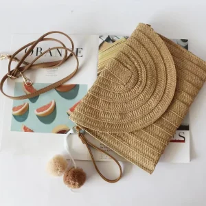 Ladies Messenger Bags Straw Woven Bag Handmade Clutch Purse Crochet Bag High Quality Girls Purse