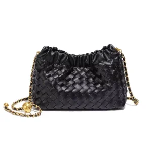 Ladies Pu Leather Woven Crossbody Hand Clutch Bags for Women Cute Box Luxury Handbags