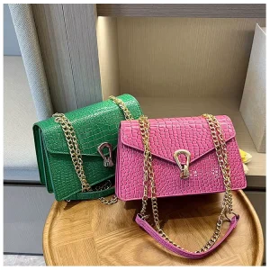 Ladies Purses Crocodile Pattern Square Shoulder Bags Women Handbag Chain Purses