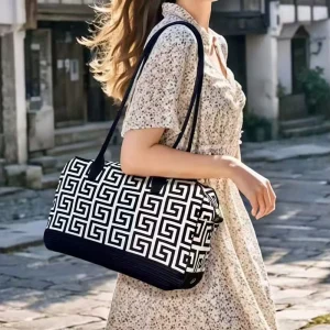 Ladies Shoulder Bag Unique Floral Design Two Strap Zip Closure Portable Versatile for Women