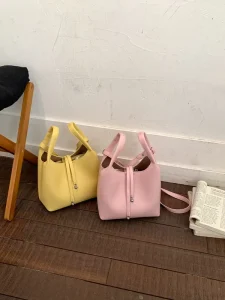 Ladies’ Shoulder Crossbody Bag Trendy PU Leather Customizable Bucket Handbag with Logo for Women