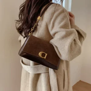 Ladies Two Straps Shoulder Messenger Bag Four Seasons PU Durable Letter Decoration Polyester Lining