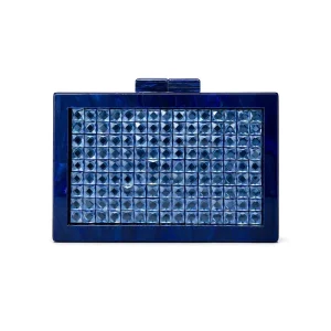 Lady Royal Blue Square Acrylic Box Clutch Purse Women Evening Bag Woman Crossbody Bag for Wedding Party Diamonds Shoulder Bags