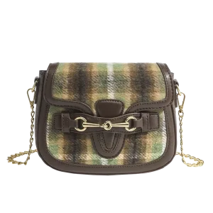Lady Single Strap Crossbody Bag New Fashion Chain Zipper Closure Saddle Shopping Jacquard Pattern