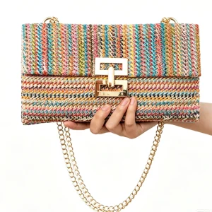 Lady Woven European Retro Clutch Bag Cross Border New Arrival Flap Top Envelope Bag Vacation Style Casual Multi Layer Crossbody