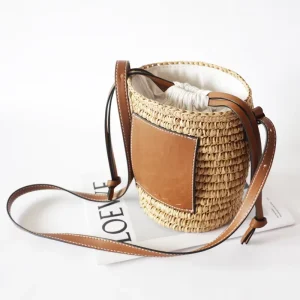 Lafite Woman’s Casual Bucket Bag Grass Straw with Open & String Closure for Summer Vacation Factory