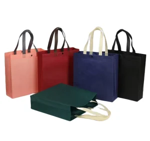 Landscape Nonwoven Tote Bag Horizontal Reusable Shopping Bag Large Capacity Recycled Fabric Tote with Gusset