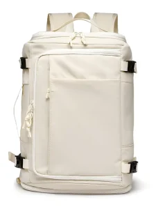 Laptop Backpack Waterproof Sport Duffel Bag with Shoe Compartment Korean Bag for Girl Hiking Travel Mochila for Men Cream