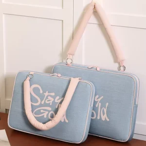 Laptop Bag Light Weight Comfort Padded Handle Stylish Computer Carrier Letter Printed Thickened Denim Compact Laptop Organizer