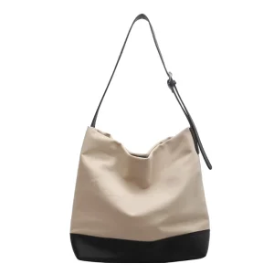 Large Beige Canvas Geometric Hobo Bag Women Shoulder Crossbody Tote Casual Travel Messenger Waterproof Daily Shopping