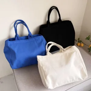 Large Blank Eco friendly Tote Bag for Women with Custom Printed Logo and Letter Pattern