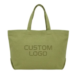 Large Canvas Tote Bag Women Custom Logo Avocado Green Heavy Duty Shoulder Bag Reusable Eco-Friendly Shopping Beach Bag