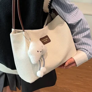 Large Capacity Bag Ladies’ New Casual Versatile Simple Shoulder Bag Fashionable Tote Bucket Bag for Work