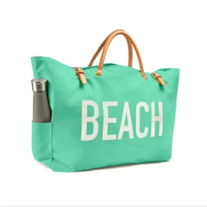 Large Capacity Beach Bags Custom Fashion Tote Handbag Supplier Canvas Duffle Bag With Leather Handles