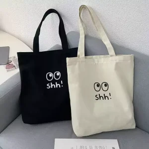 Large Capacity Biodegradable Cotton Bag for Women New Ins Style Versatile Shoulder Bag Student Book Tote Commuter Handbag