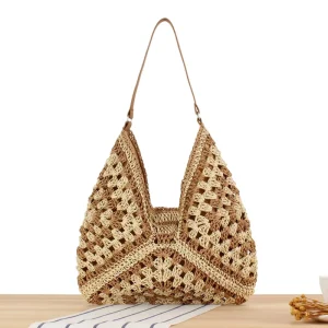 Large Capacity Casual Straw Woven Bag Versatile and Stylish for Beach Business Holiday Use