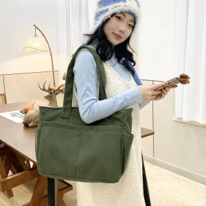 Large Capacity Casual Tote Bag for Women, Simple and Fashionable, Solid Color Single Shoulder Bag, New Striped Handbag