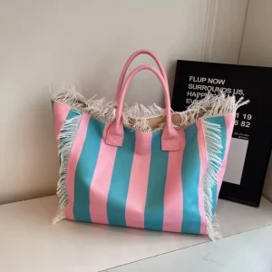 Large Capacity Cotton Beach Bags Hot Selling Waterproof Yellow Blank Canvas Tote Bag Short Handle Custom Closure