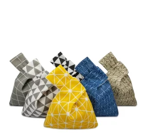 Large Capacity Cotton Fabric Handbag Eco Friendly Japanese Knot Wrist Bags String Zipper Fashionable Ladies Daily Outdoor