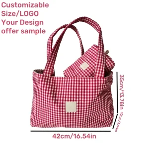 Large Capacity Cotton Tote Bag for Women Printed Durable Fabric with Stylish Design Polyester Lining for Daily Use