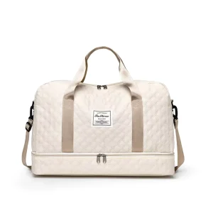 Large Capacity Cotton Travel Duffle Bag with Zipper Closure Fashion Dry and Wet Separation Storage for Outing Sports Fitness