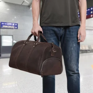 Large Capacity Crazy Horse Leather Travel Bag Retro Dry Wet Separation Sports Fitness or Business Bag