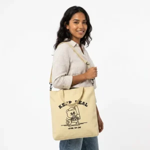Large Capacity Custom Recyclable Eco friendly Cotton Tote Bag with Zipper Thickened Shoulder Design