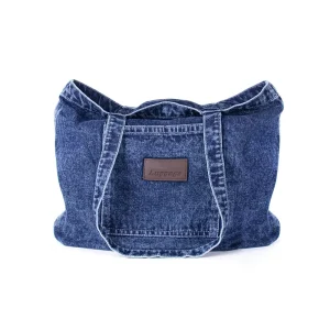 Large Capacity Denim Shopping Handbag Newly Designed Fashion Embossed Portable Denim Shopping Bag The Tote Bag