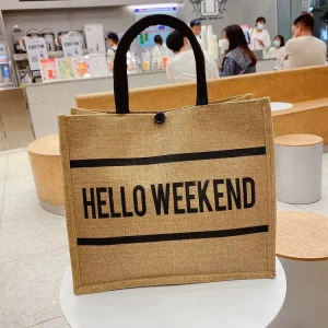 Large Capacity Eco Friendly Waterproof Jute Tote Bag Plain Beach Shoulder Travel Storage Shopping Bags Blank Tote Bag