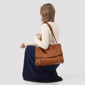 Large Capacity Fashion Luxury Vintage Cowhide Genuine Leather Ladies Handbags Women’s Messenger Bags for Outdoor Daily Use