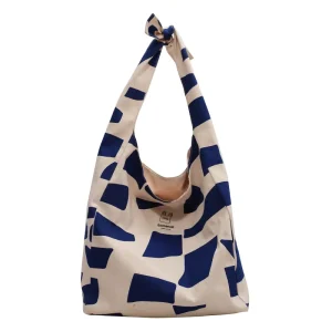 Large Capacity Hobo Bag Simple Recycled Canvas Shopping Bag Utility Women Shoulder Shopper Bag with Custom Printed