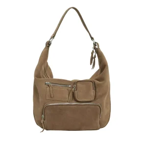 Large Capacity Hobo Shoulder Bag Women Multi Pocket Casual Tote Suede Leather Crossbody Handbag for Everyday Travel