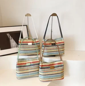Large Capacity Hollow Straw Bag Women’s New Summer Casual Bag One Shoulder Hand Woven Straw Bag
