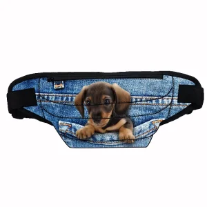 Large Capacity Lightweight Custom Waist Bag with Multi Compartment Animal Design Heat Transfer Printing Waist Belt Bag
